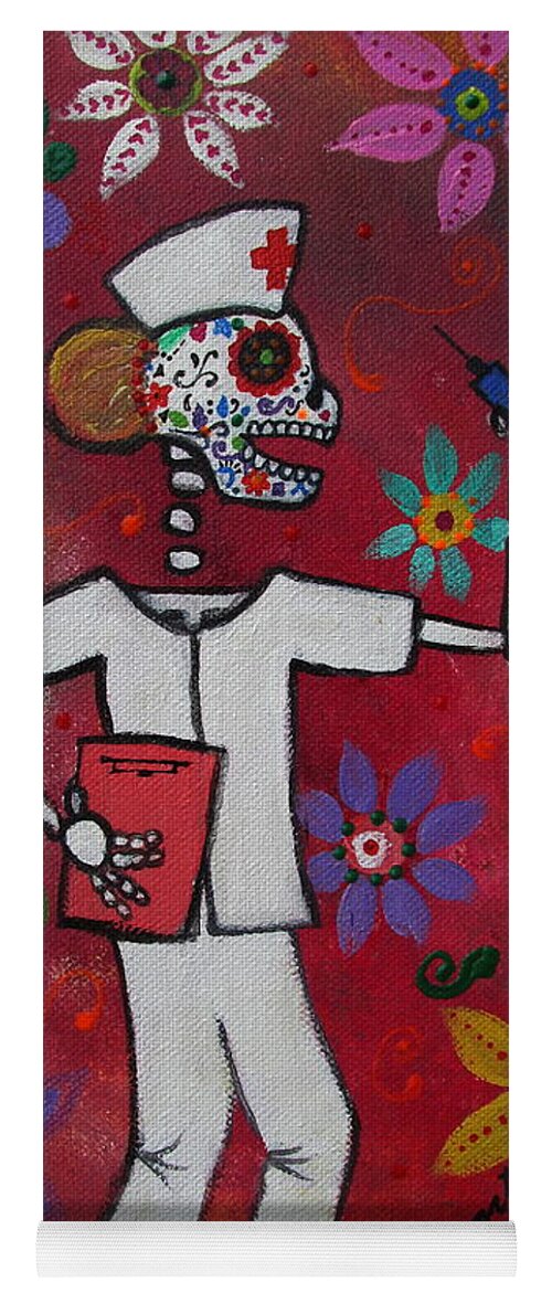 El Perrito Yoga Mat featuring the painting Dia De Los Muertos Nurse #8 by Pristine Cartera Turkus