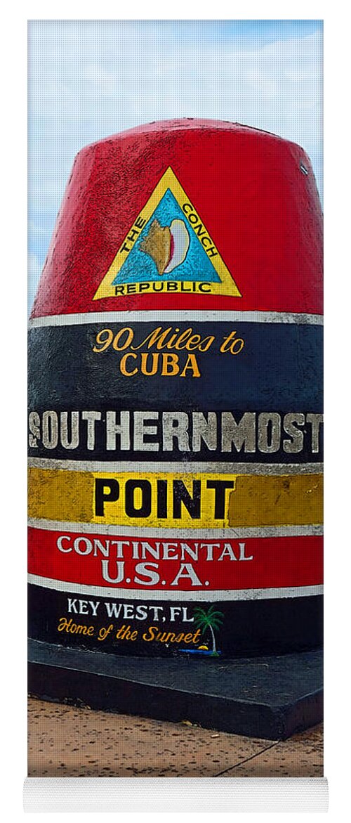 Key West Florida Yoga Mat featuring the photograph Southernmost Point Key West - 90 Miles to Cuba by Rebecca Korpita