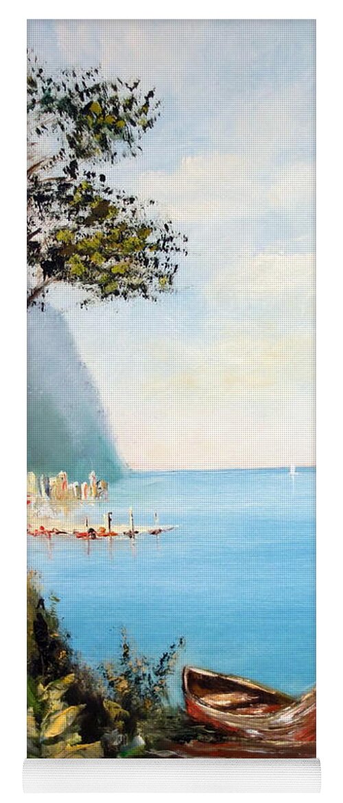 Lee Piper Yoga Mat featuring the painting A Boat On The Beach by Lee Piper