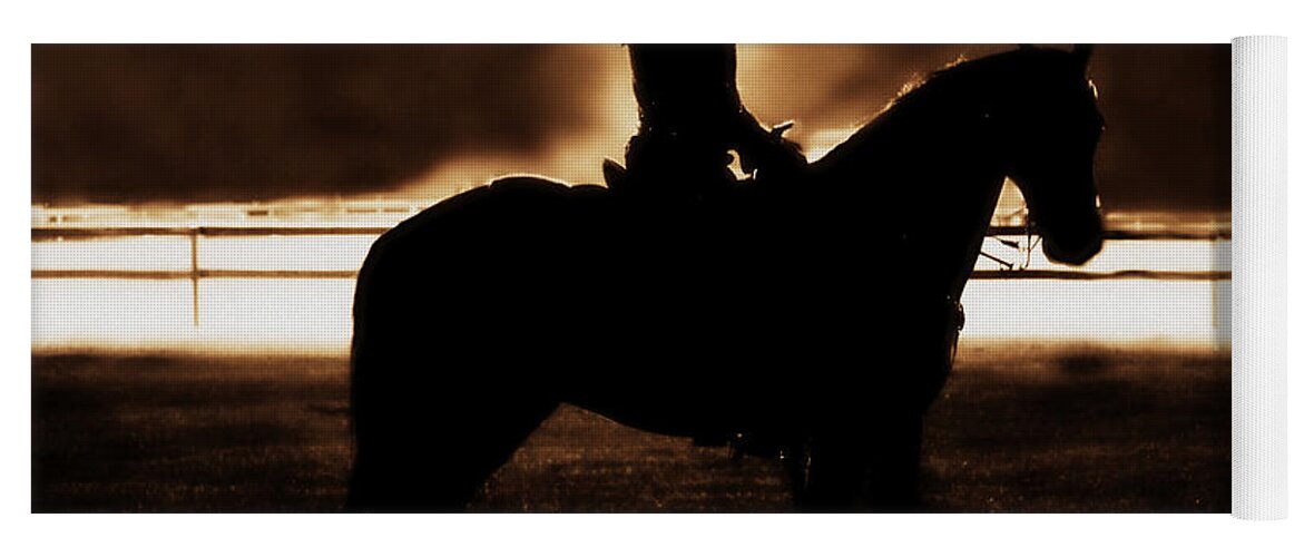 A Cowgirls Prayer Yoga Mat featuring the photograph A Cowgirls Prayer Evening Ride by Chastity Hoff