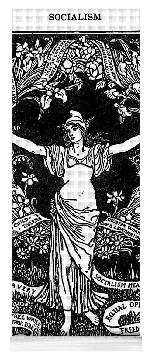 1913 Yoga Mat featuring the drawing A Garland For May Day, 1913 by Walter Crane