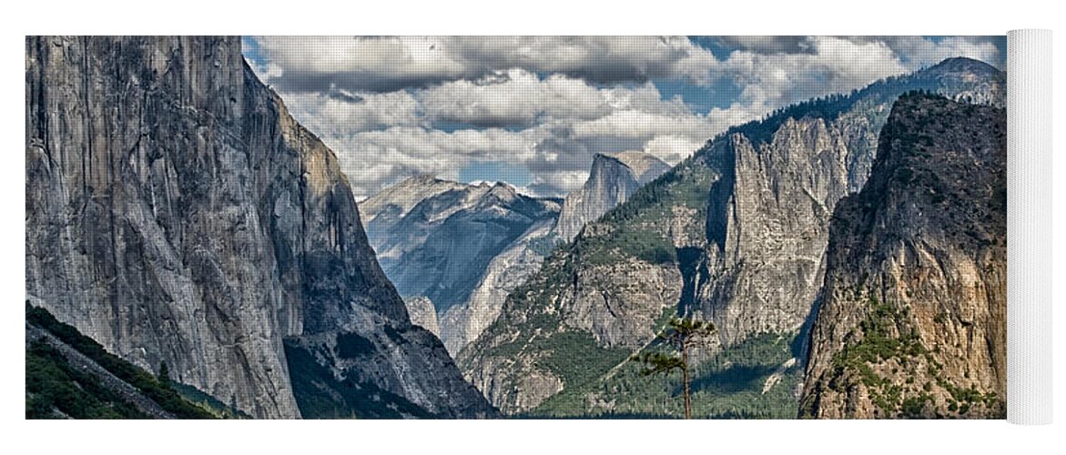 Water River Waterfall Mountains Yosemite National Park Sierra Nevada Landscape Scenic Nature California Sky Clouds Trees Yoga Mat featuring the photograph A Magical Place by Cat Connor