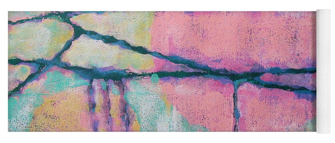 Abstract Yoga Mat featuring the painting A Road Less Traveled by Maria Huntley