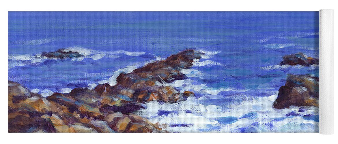 Pacific Yoga Mat featuring the painting A Rocky Coast by Richard De Wolfe