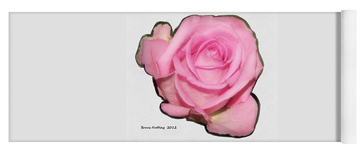 Flower Yoga Mat featuring the painting A Single Pink Rose by Bruce Nutting