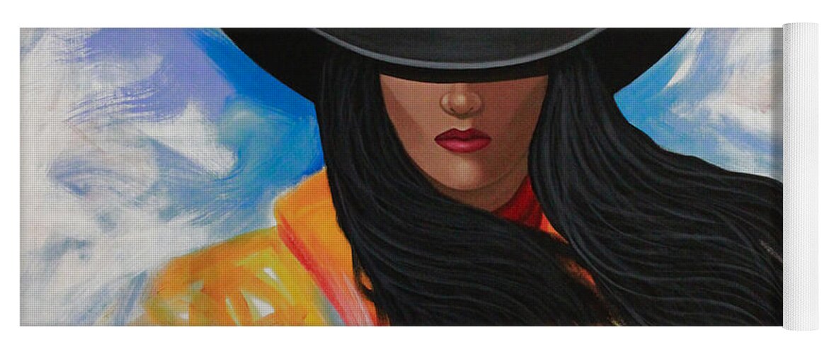 Cowgirl Yoga Mat featuring the painting A Stroke Of Cowgirl by Lance Headlee