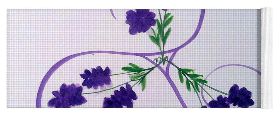 Triskele Lavender Purple Flowers Yoga Mat featuring the painting A Triskele of Lavender by Margaret Welsh Willowsilk