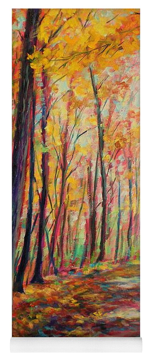 Fall Yoga Mat featuring the painting A warm autumn day by Daniel W Green