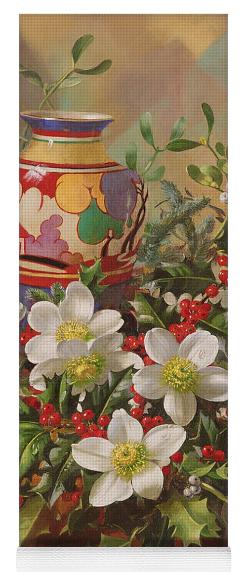 Clarice Cliff Vase Yoga Mat featuring the painting Winter Flowers by Albert Williams