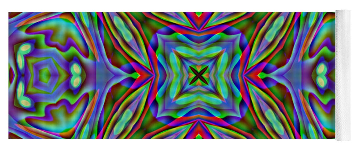 Kaleidoscope Yoga Mat featuring the digital art Abstract B34 by Charmaine Zoe
