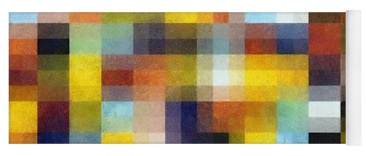 Pixels Yoga Mat featuring the painting Abstract Boxes with Layers by Michelle Calkins