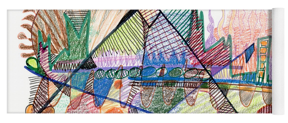 Abstract Yoga Mat featuring the drawing Abstract Drawing One by Lynne Taetzsch