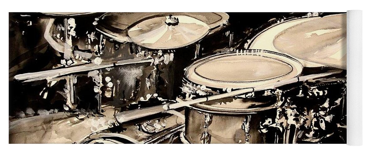Drums Yoga Mat featuring the painting Abstract Drum Set by J Vincent Scarpace