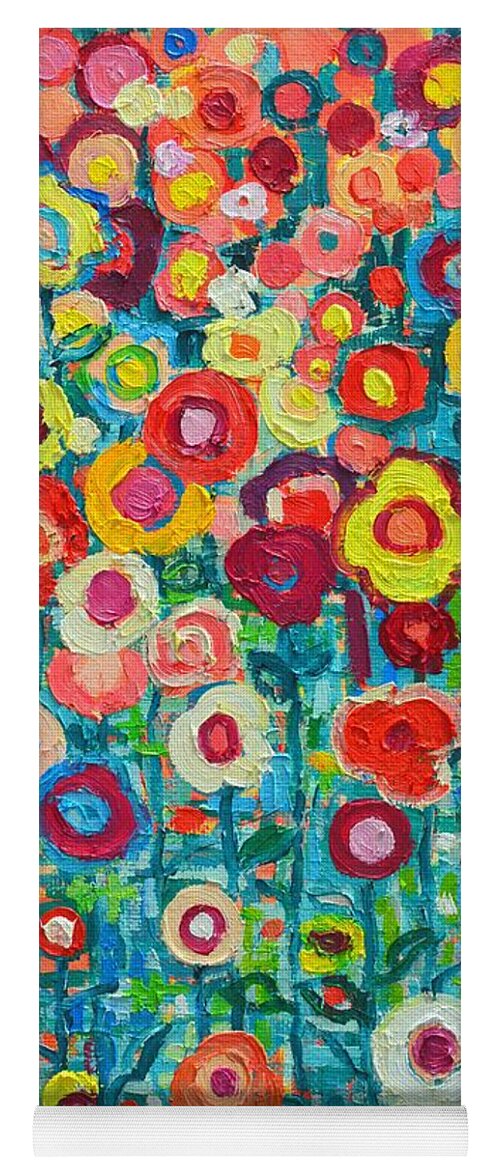 Abstract Yoga Mat featuring the painting Abstract Garden Of Happiness by Ana Maria Edulescu