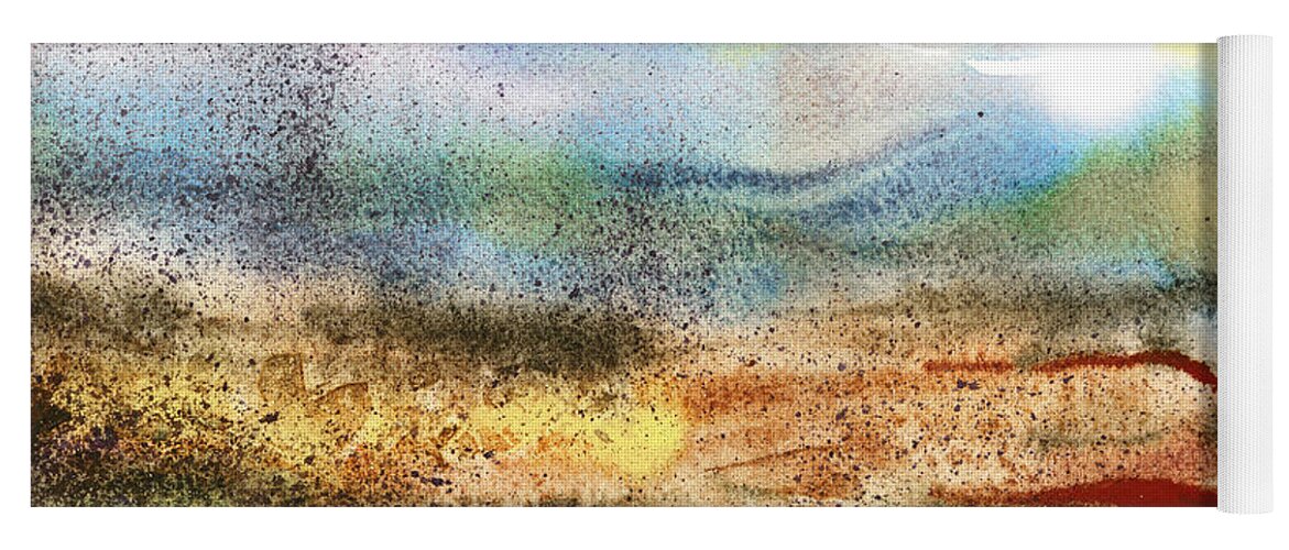 Abstract Yoga Mat featuring the painting Abstract Landscape Morning Mist by Irina Sztukowski