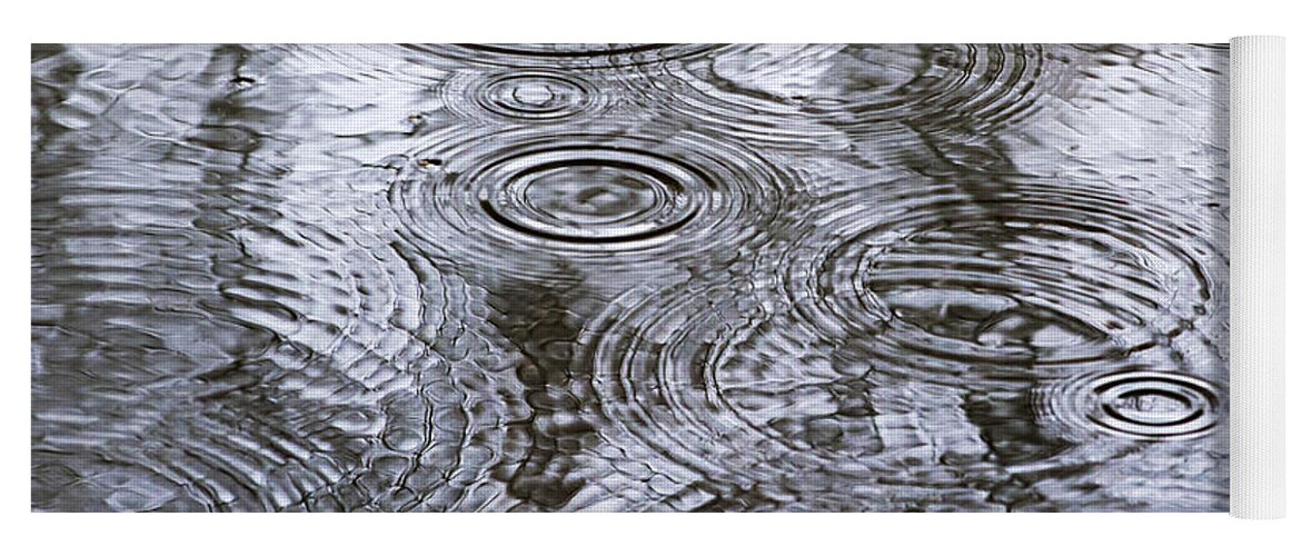 Water Yoga Mat featuring the photograph Abstract Raindrops by Christina Rollo
