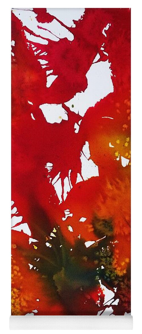 Abstract Yoga Mat featuring the painting Abstract - Riot Of Fall Color II - Autumn by Ellen Levinson