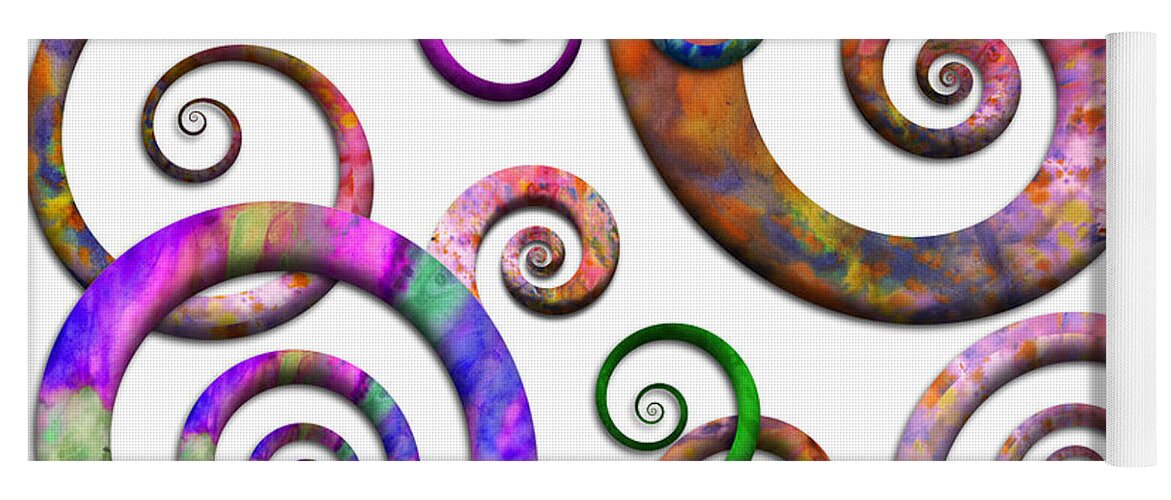 Abstract Yoga Mat featuring the digital art Abstract - Spirals - Planet X by Mike Savad