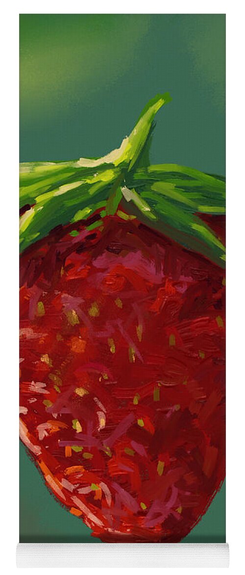 Strawberry Yoga Mat featuring the painting Abstract strawberry by Veronica Minozzi
