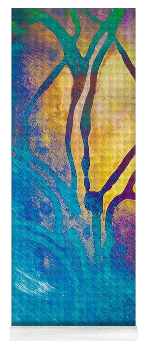 Tree Yoga Mat featuring the mixed media Fire And Ice Abstract Tree Art by Priya Ghose