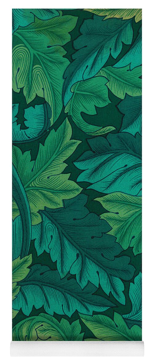 Vintage Yoga Mat featuring the digital art Acanthus Leaves in Jade Green by Melissa A Benson