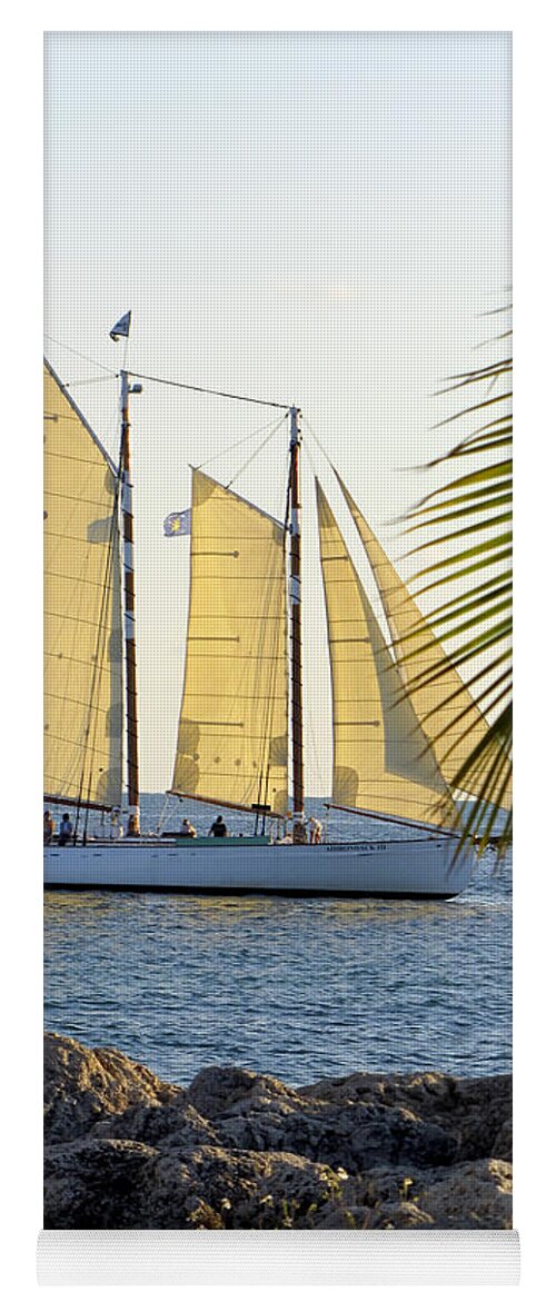 Water Yoga Mat featuring the photograph Sailing on the Adirondack in Key West by Bob Slitzan