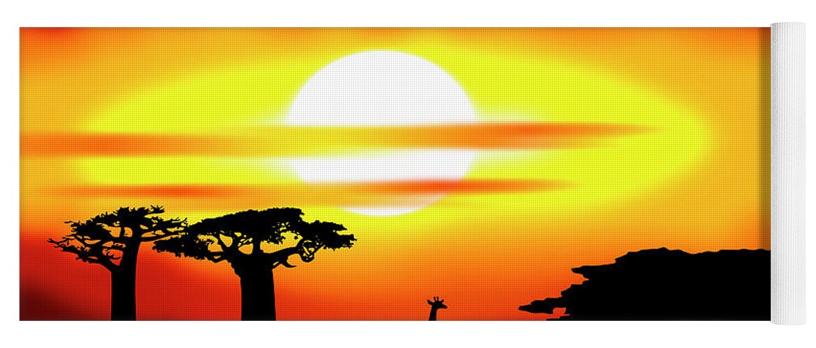 Africa Yoga Mat featuring the digital art Africa sunset by Michal Boubin