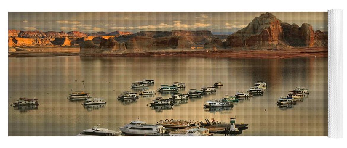 Lake Powell Panorama Yoga Mat featuring the photograph Afternoon At The Wahweap Marina by Adam Jewell