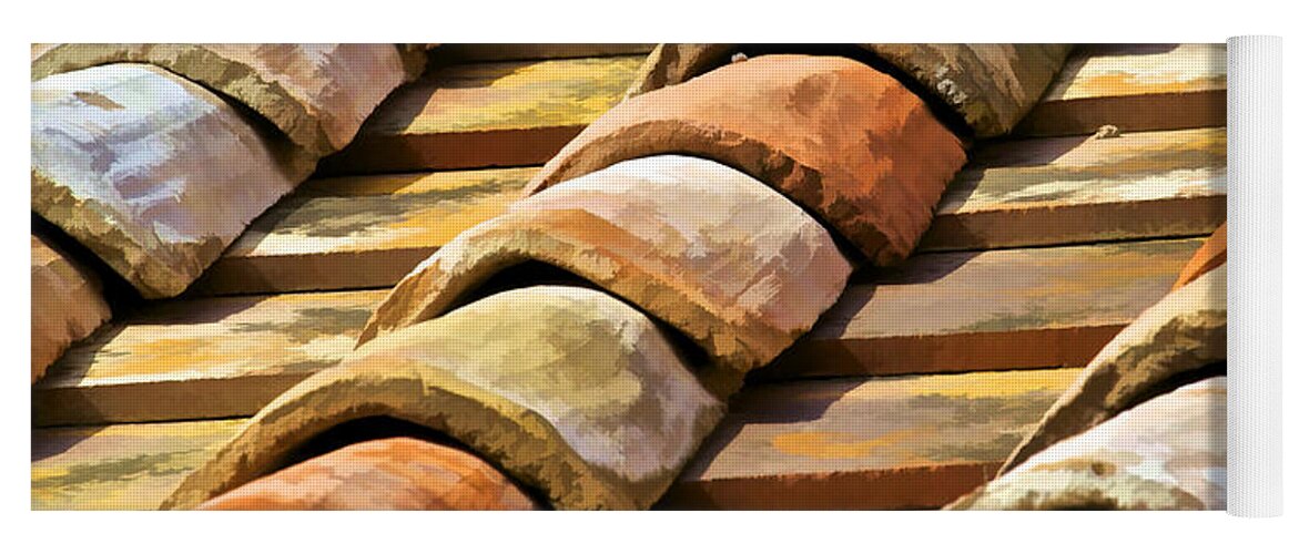 Abstract Yoga Mat featuring the photograph Aged Terracotta Roof Tiles II by David Letts