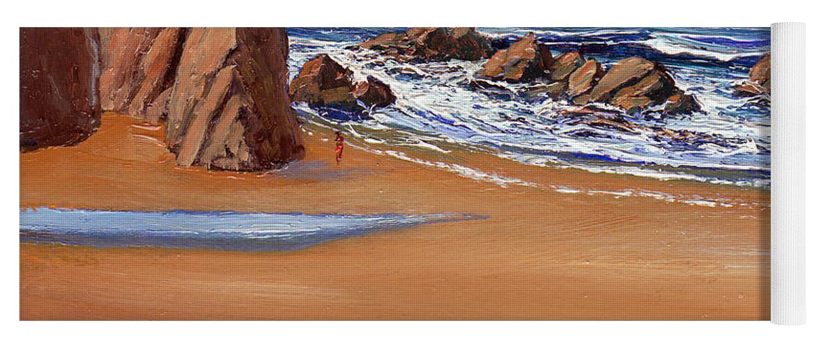 Alone On The Beach Yoga Mat featuring the painting Alone On The Beach by Frank Wilson