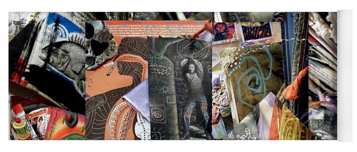 Altered Book Yoga Mat featuring the mixed media Altered Book Collage by Clarity Artists