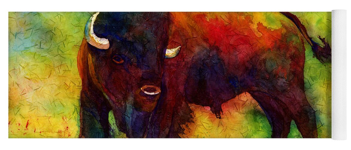 Bison Yoga Mat featuring the painting American Buffalo by Hailey E Herrera