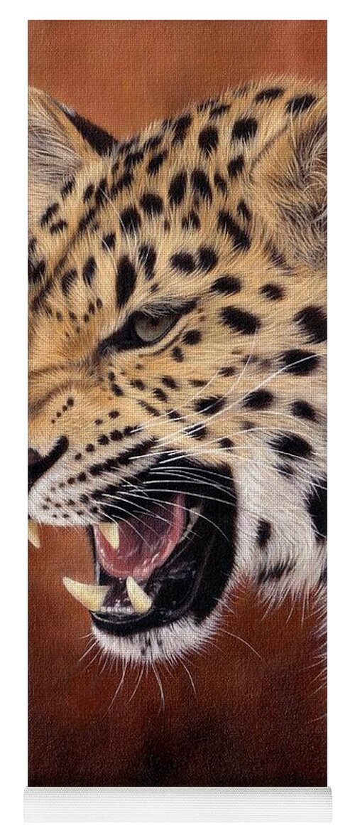 Leopard Yoga Mat featuring the painting Amur Leopard Painting by Rachel Stribbling