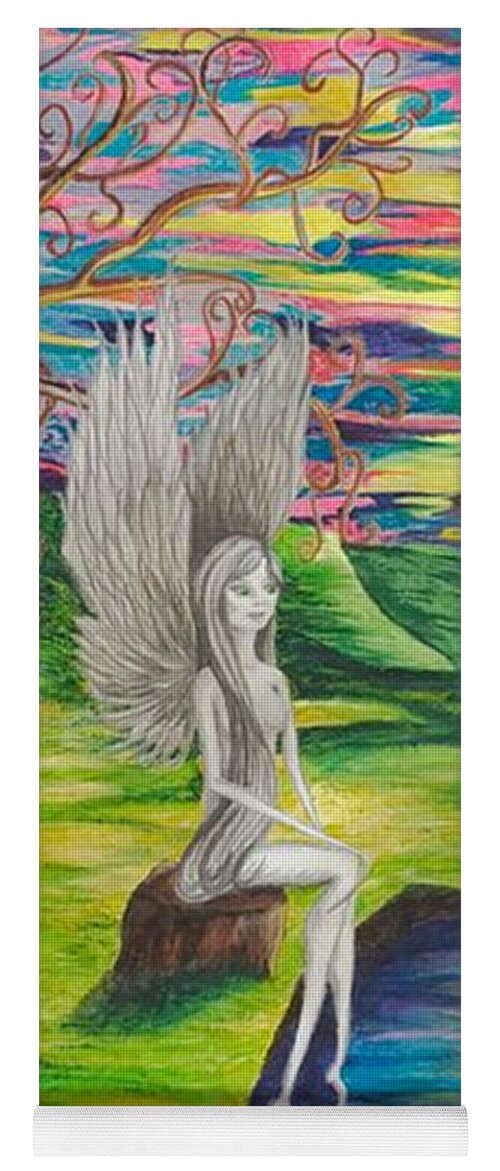 Fairy Yoga Mat featuring the mixed media Angel Fairy by Yolanda Raker