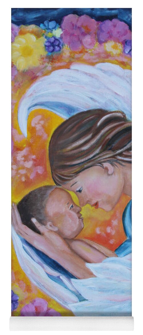 Angel Yoga Mat featuring the painting Angel Mother and Child by Diana Haronis