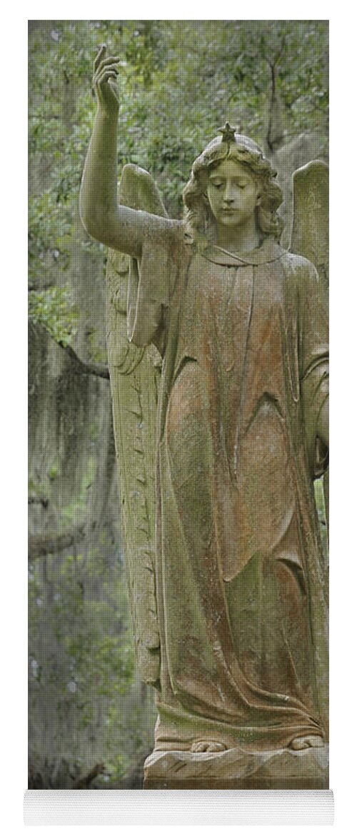 Statue Yoga Mat featuring the photograph Angel with sword and star by Bradford Martin