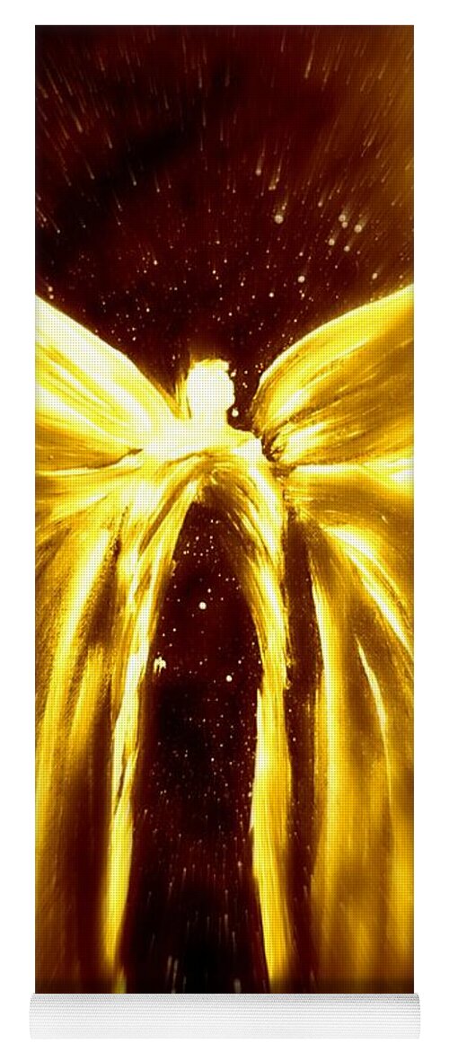 Golden Light Yoga Mat featuring the digital art Angels of the Golden Light Anscension by Alma Yamazaki