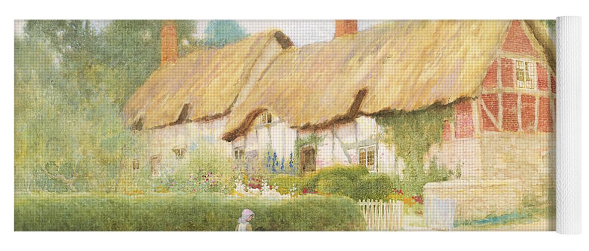 Tudor Yoga Mat featuring the painting Ann Hathaway's Cottage by Arthur Claude Strachan