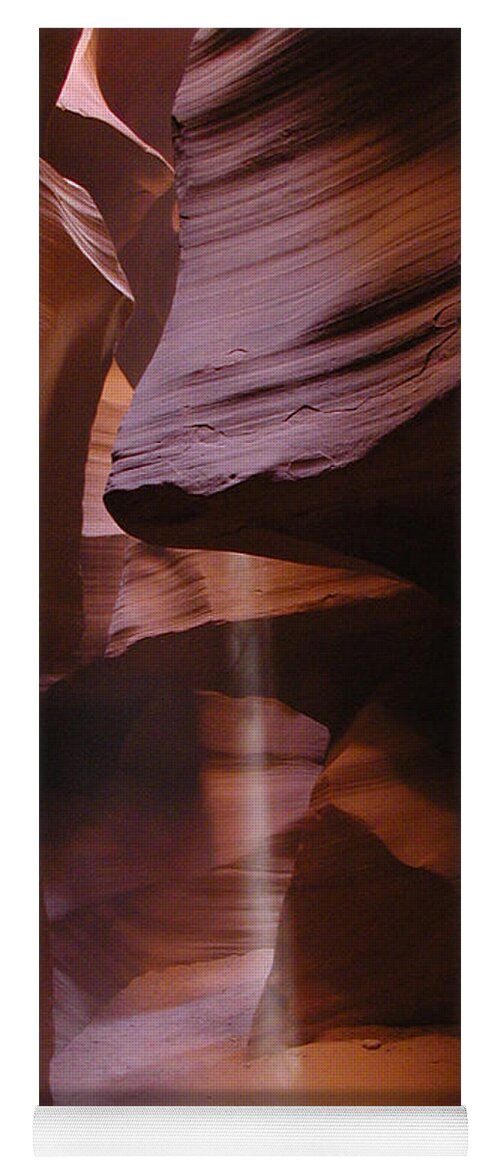 Upper Yoga Mat featuring the photograph Antelope Canyon with Light Beam by Alan Socolik