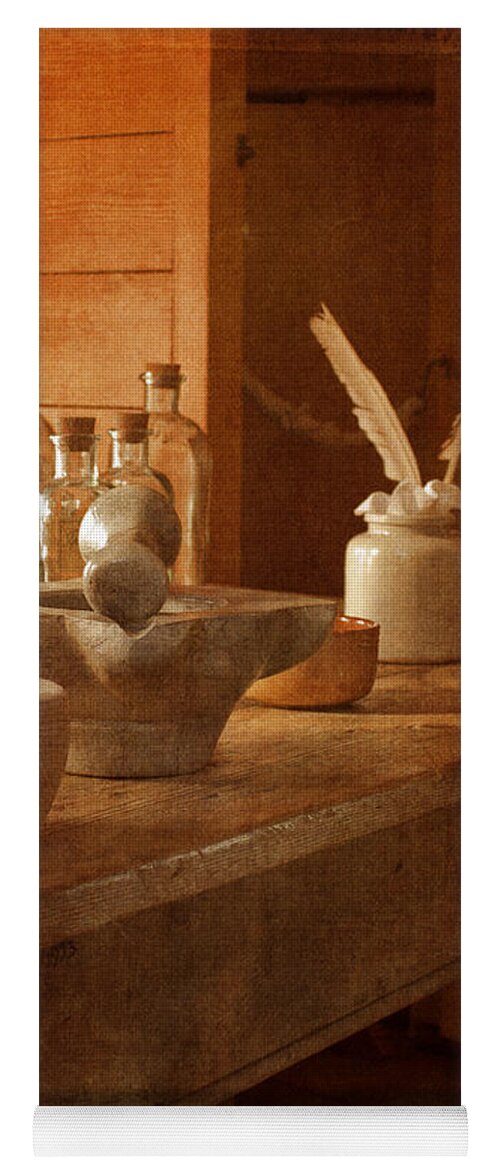 Still Life Yoga Mat featuring the photograph Apothecary Bottles HMS Victory by Terri Waters
