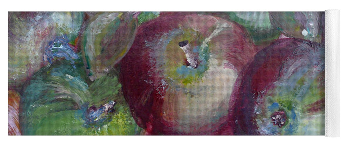 Apple Yoga Mat featuring the painting Apples by Anna Ruzsan