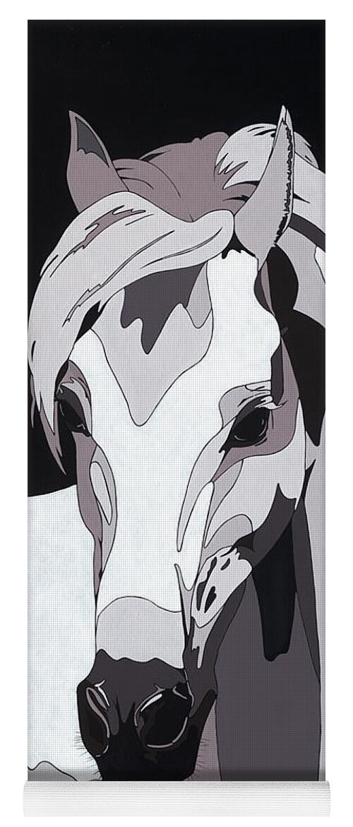 Abstract Horse Yoga Mat featuring the painting Arabian Horse with hidden picture by Konni Jensen