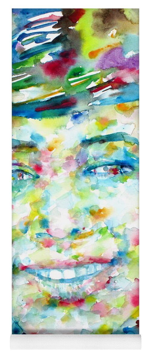 Aretha Franklin Yoga Mat featuring the painting ARETHA FRANKLIN - watercolor portrait by Fabrizio Cassetta