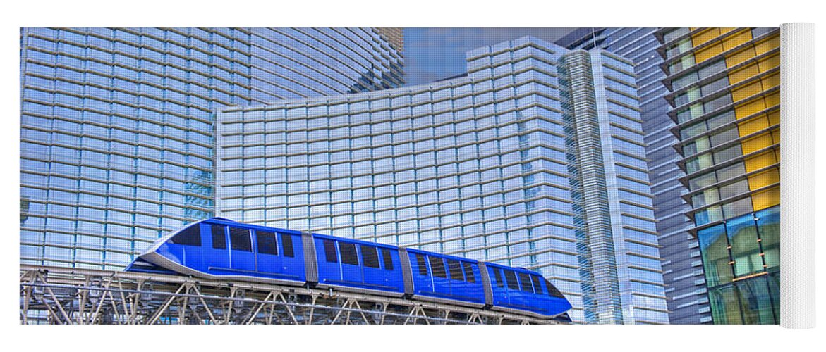 Las Vegas Yoga Mat featuring the photograph Aria Las Vegas Nevada Hotel and Casino Tram by David Zanzinger