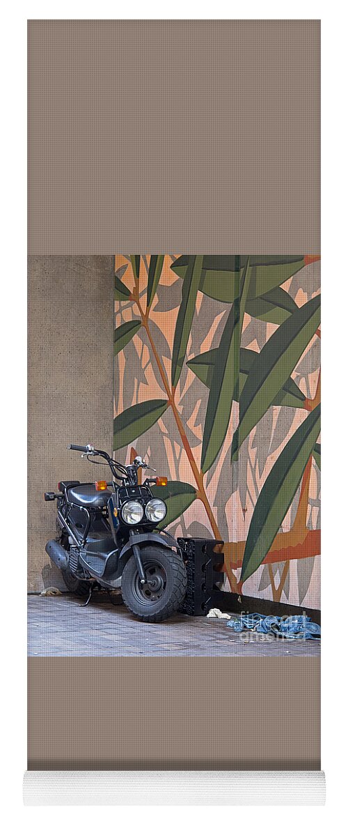Motorcycle Yoga Mat featuring the photograph Artsy Parking Space by Ann Horn