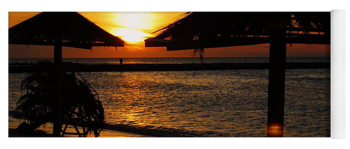 Caribbean Yoga Mat featuring the photograph Aruba Sunset by Caroline Stella