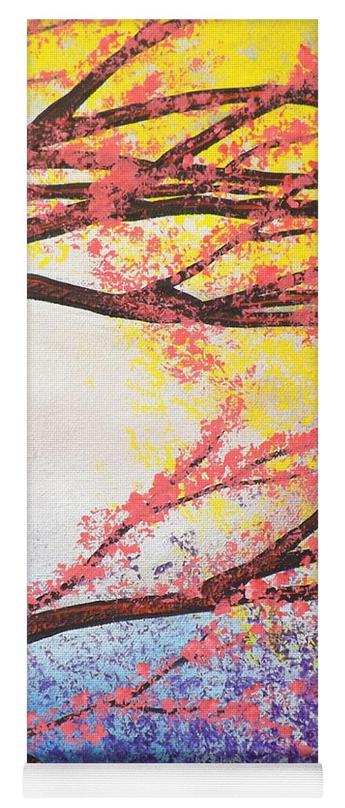 Asian Bloom Triptych Yoga Mat featuring the painting Asian Bloom Triptych 3 by Darren Robinson