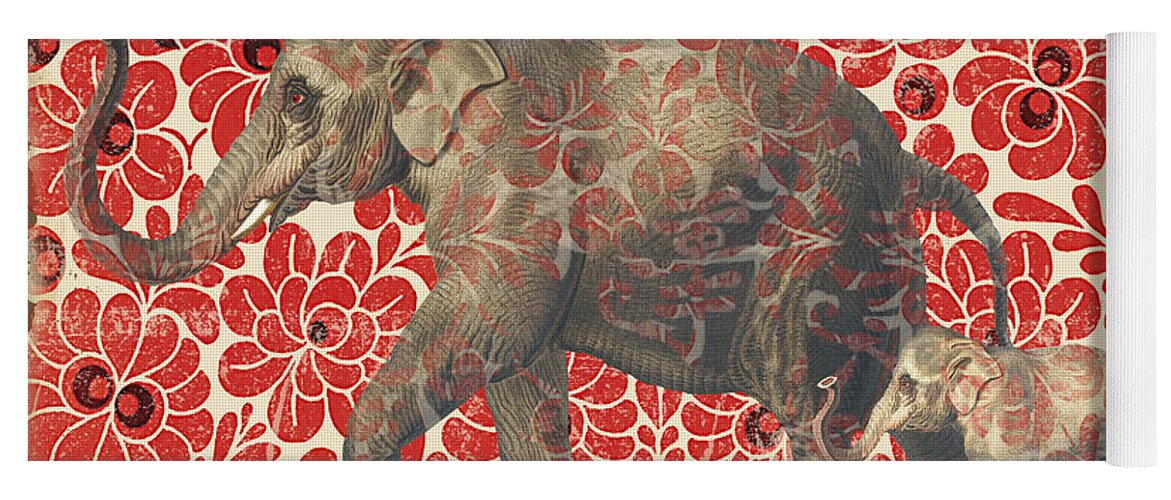 Asian Yoga Mat featuring the digital art Asian Elephant-JP2185 by Jean Plout