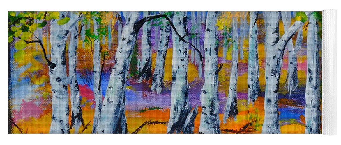Aspen Trees Canvas Prints Yoga Mat featuring the painting Aspen Friends in Walkerville by Cheryl Nancy Ann Gordon