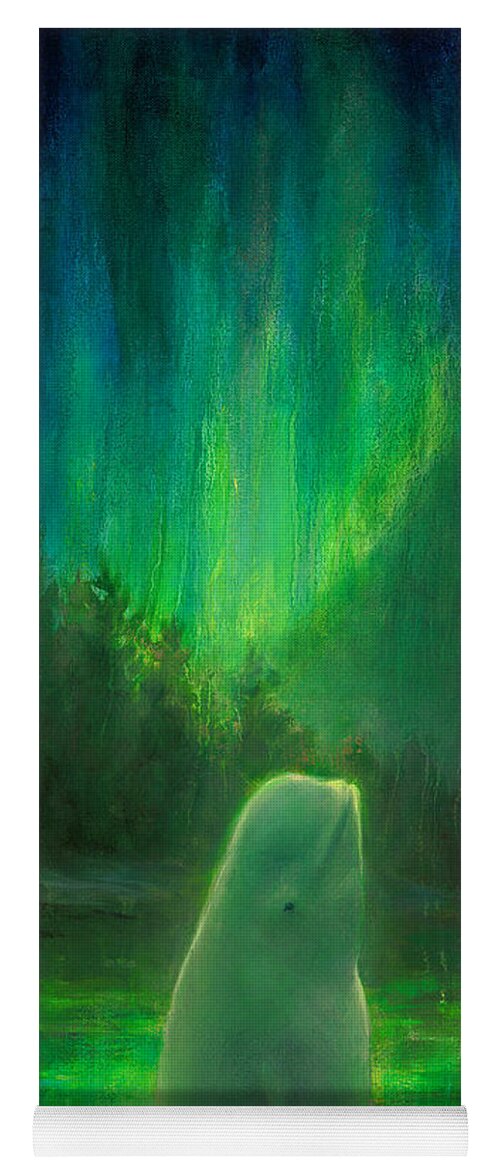 Beluga Yoga Mat featuring the painting Aurora Beluga by K Whitworth